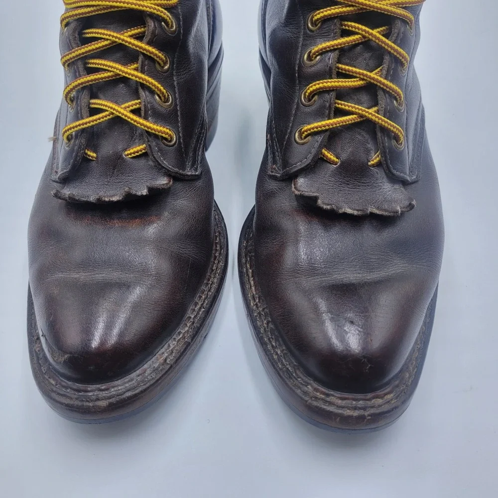 Whites Boots Men 8D Handmade Spokane Brown Leather Logger Packer Vibram Lug Sole